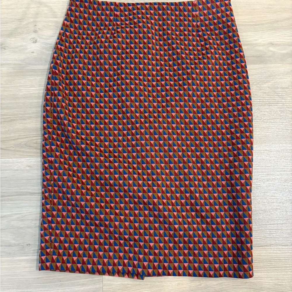 Geometric Patterned Skirt - Red and Blue